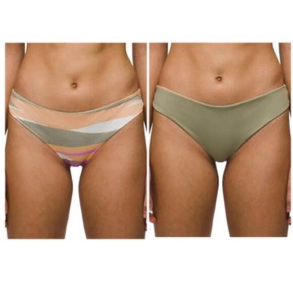 Prana Gemma Reversible Swim Bottom Women's Small Waves Bikini Brief Sporty - Picture 1 of 6